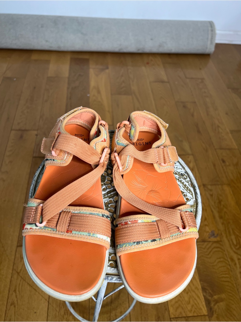 Earth Origins Peach Orange Adjustable Strap Sandals